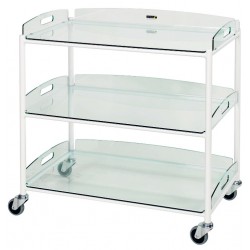 Dressing Trolley, 3 Glass Effect Safety Trays CODE:-MMTRO006